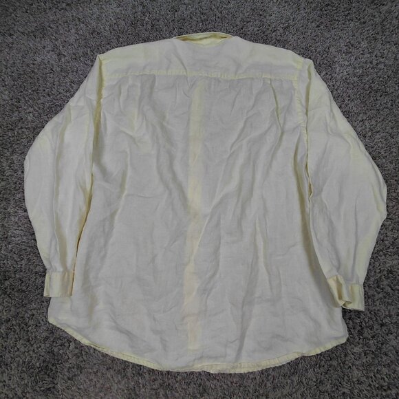 Tommy Bahama Relax Shirt Mens 2XL XXL Yellow 100% Linen Long Sleeve Pocket - Picture 2 of 5